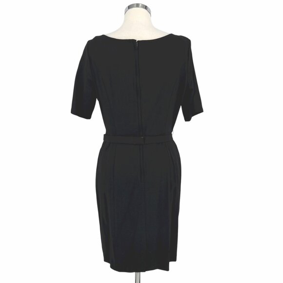ModCloth Black Belted Sheath Dress Short Sleeve Size Large - Picture 6 of 10